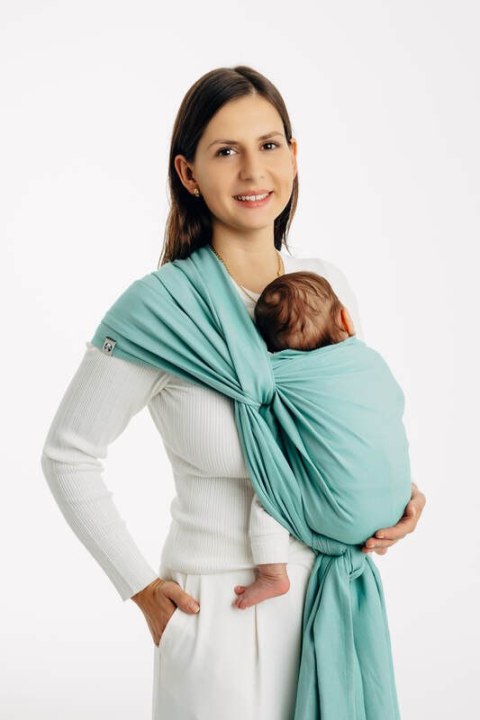 Chusta do noszenia dzieci, tkana splotem skośno-krzyżowym (100% bawełna) - MATCHA - rozmiar S