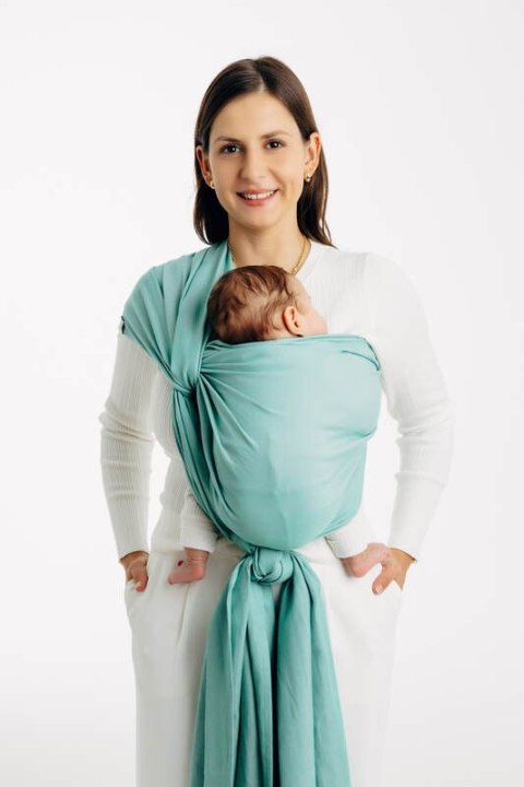 Chusta do noszenia dzieci, tkana splotem skośno-krzyżowym (100% bawełna) - MATCHA - rozmiar XS