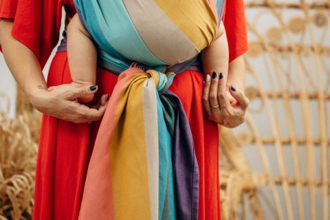 Chusta do noszenia dzieci, tkana splotem skośno-krzyżowym (100% bawełna) - PASTELS - rozmiar S