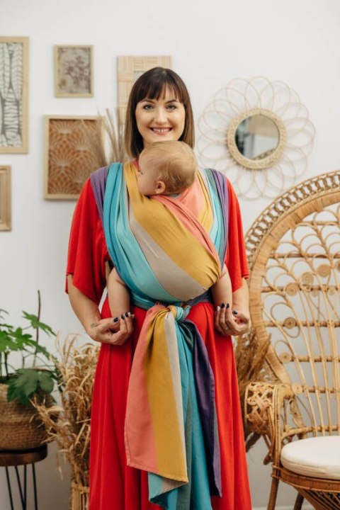 Chusta do noszenia dzieci, tkana splotem skośno-krzyżowym (100% bawełna) - PASTELS - rozmiar XS