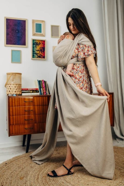 Chusta do noszenia dzieci, tkana splotem skośno-krzyżowym (100% bawełna) - PEANUT BUTTER - rozmiar L