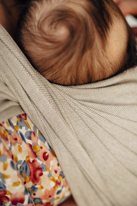 Chusta do noszenia dzieci, tkana splotem skośno-krzyżowym (100% bawełna) - PEANUT BUTTER - rozmiar L