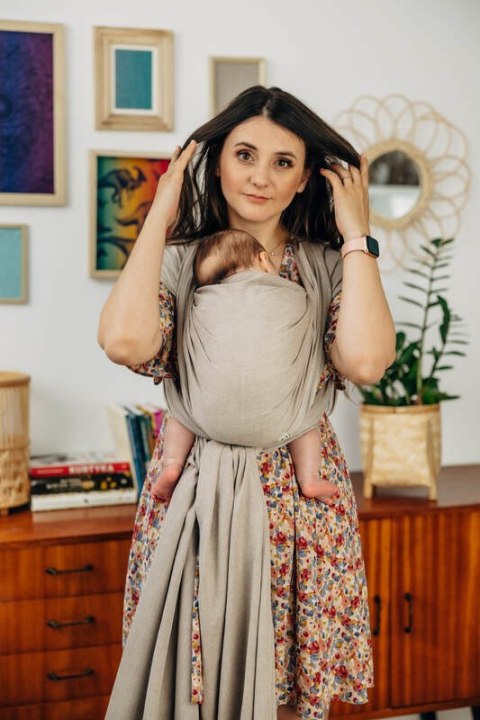 Chusta do noszenia dzieci, tkana splotem skośno-krzyżowym (100% bawełna) - PEANUT BUTTER - rozmiar S