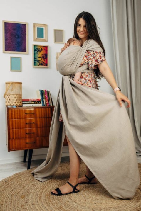 Chusta do noszenia dzieci, tkana splotem skośno-krzyżowym (100% bawełna) - PEANUT BUTTER - rozmiar XS