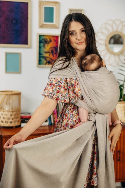 Chusta do noszenia dzieci, tkana splotem skośno-krzyżowym (100% bawełna) - PEANUT BUTTER - rozmiar XS