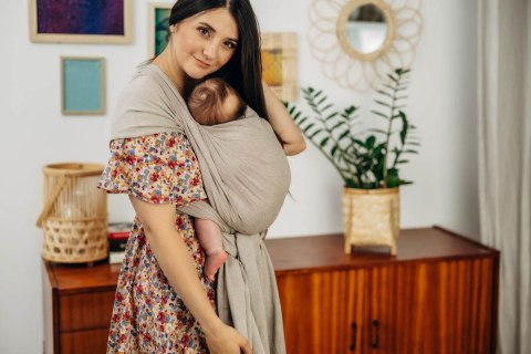 Chusta do noszenia dzieci, tkana splotem skośno-krzyżowym (100% bawełna) - PEANUT BUTTER - rozmiar XS