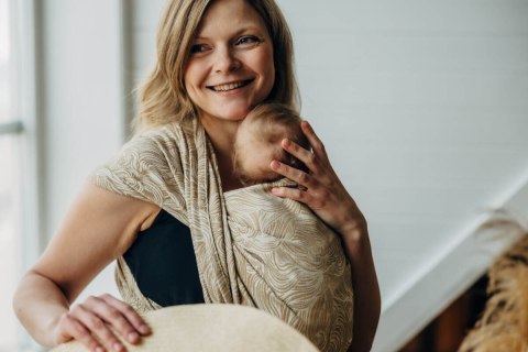 Żakardowa chusta do noszenia dzieci, 100% bawełna - ROSZPUNKA - AURATUM - rozmiar XS