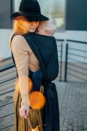 Żakardowa chusta do noszenia dzieci, 59% bawełna, 41% wełna merino - PAWI OGON - PITCH BLACK - rozmiar L