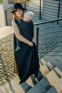 Żakardowa chusta do noszenia dzieci, 59% bawełna, 41% wełna merino - PAWI OGON - PITCH BLACK - rozmiar L