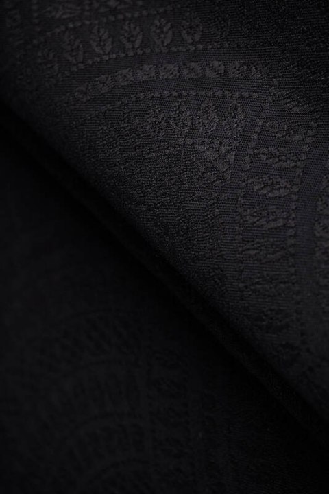 Żakardowa chusta do noszenia dzieci, 59% bawełna, 41% wełna merino - PAWI OGON - PITCH BLACK - rozmiar M