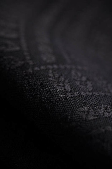 Żakardowa chusta do noszenia dzieci, 59% bawełna, 41% wełna merino - PAWI OGON - PITCH BLACK - rozmiar M
