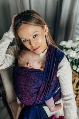 Żakardowa chusta do noszenia dzieci, bawełna - DZIKIE WINO - BOUQUET - rozmiar XS