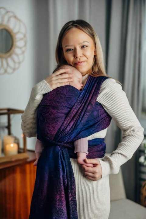Żakardowa chusta do noszenia dzieci, bawełna - DZIKIE WINO - BOUQUET - rozmiar XS