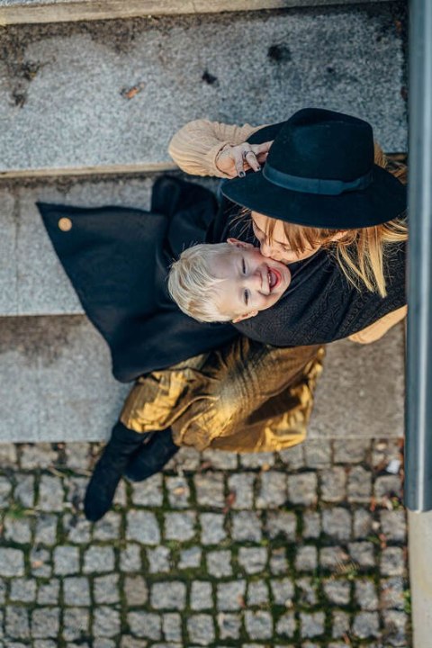 Żakardowa chusta do noszenia dzieci, 59% bawełna, 41% wełna merino - PAWI OGON - PITCH BLACK - rozmiar XL