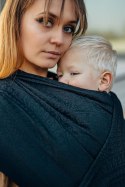 Żakardowa chusta do noszenia dzieci, 59% bawełna, 41% wełna merino - PAWI OGON - PITCH BLACK - rozmiar XS