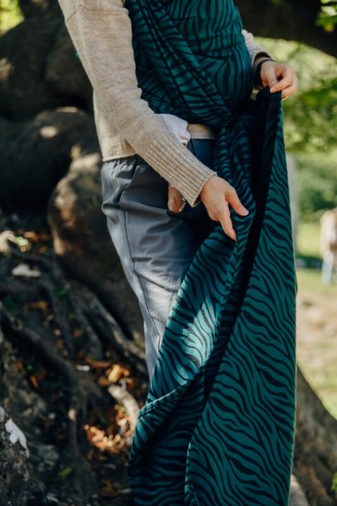 Żakardowa chusta do noszenia dzieci (63% bawełna, 37% wełna merino) - ZEBRA - SAVANNA - rozmiar S