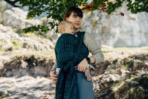 Żakardowa chusta do noszenia dzieci (63% bawełna, 37% wełna merino) - ZEBRA - SAVANNA - rozmiar XS
