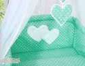 Bobono Baldachim z tiulu- Serduszka białe grochy na mięcie
