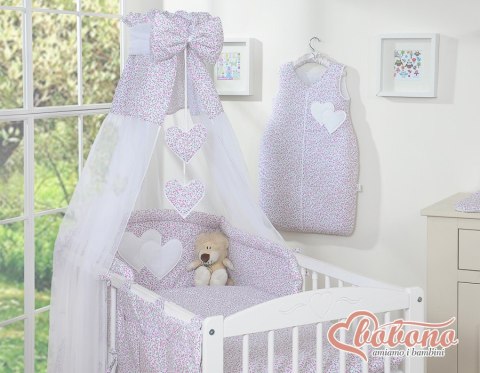 Bobono Baldachim z tiulu- Serduszka łączka różowa