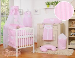 Bobono Baldachim z tiulu- Serduszka paski różowe