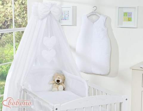 Bobono Baldachim z tkaniny- Serduszka białe