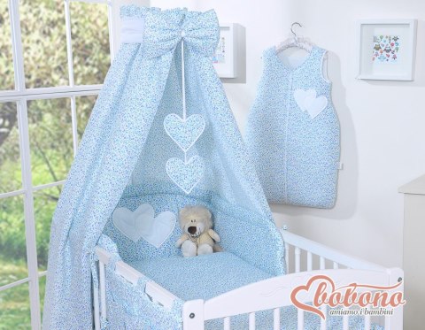 Bobono Baldachim z tkaniny- Serduszka łączka niebieska