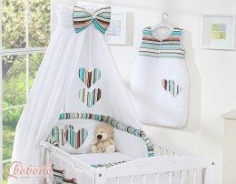 Bobono Baldachim z tkaniny- Serduszka paseczki brązowe