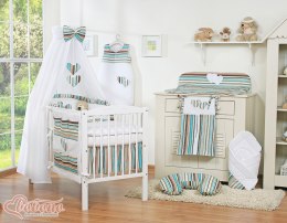 Bobono Baldachim z tkaniny- Serduszka paseczki brązowe