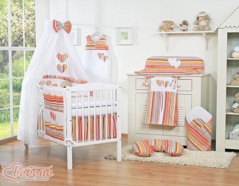 Bobono Baldachim z tkaniny- Serduszka paseczki pomarańczowe