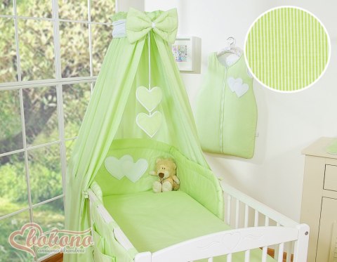 Bobono Baldachim z tkaniny- Serduszka paseczki zielone