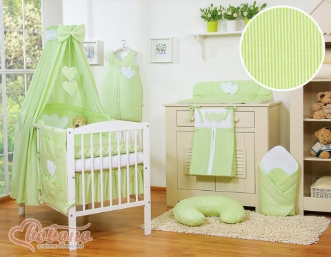 Bobono Baldachim z tkaniny- Serduszka paseczki zielone
