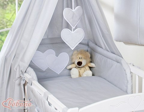 Bobono Baldachim z tkaniny- Serduszka szare