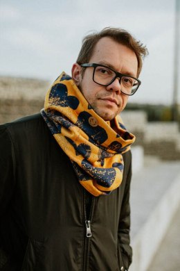 Komin (100% bawełna) - LOVKA MUSZTARDA Z GRANATEM Z BURSZTYNEM