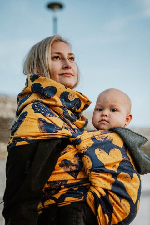 Komin (100% bawełna) - LOVKA MUSZTARDA Z GRANATEM Z BURSZTYNEM