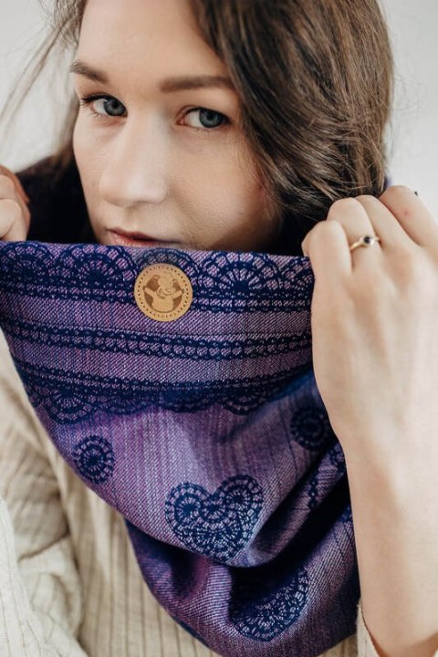 Komin (warstwa zewnętrzna 65% Bawełna 25% Len 10% Jedwab Tussah; warstwa wewnętrzna 100% bawełna) - KOSMICZNA KORONKA Z SUGILITE