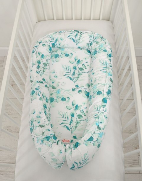 Bobono Kokon niemowlęcy dwustronny kojec otulacz Premium BOBONO- eucaliptus mint