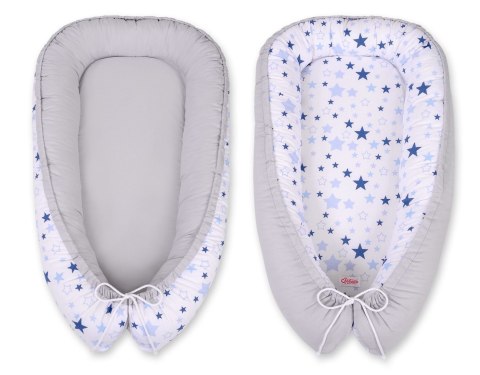 Bobono Kokon niemowlęcy dwustronny kojec otulacz Premium BOBONO- gwiazdki biało-niebieskie