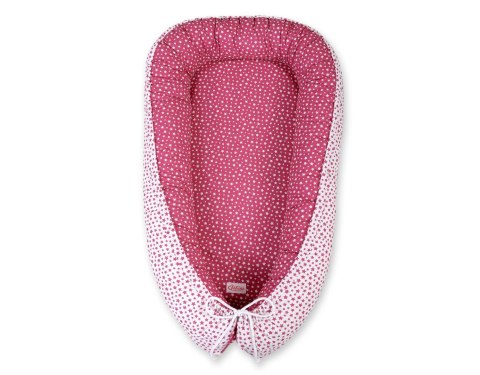 Bobono Kokon niemowlęcy dwustronny kojec otulacz Premium BOBONO- gwiazdki bordowe