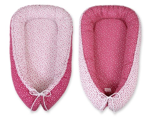 Bobono Kokon niemowlęcy dwustronny kojec otulacz Premium BOBONO- gwiazdki bordowe