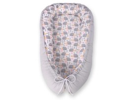 Bobono Kokon niemowlęcy dwustronny kojec otulacz Premium BOBONO- jeżyki szare