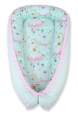 Bobono Kokon niemowlęcy dwustronny kojec otulacz Premium BOBONO- księżyce miętowe