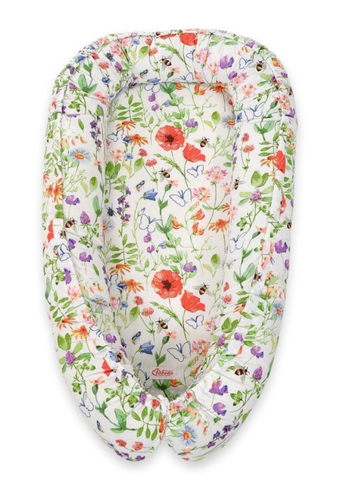 Bobono Kokon niemowlęcy dwustronny kojec otulacz Premium BOBONO - łąka