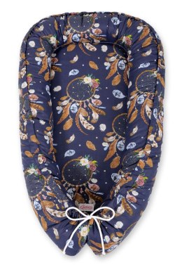 Bobono Kokon niemowlęcy dwustronny kojec otulacz Premium BOBONO- łapacze snów granatowe