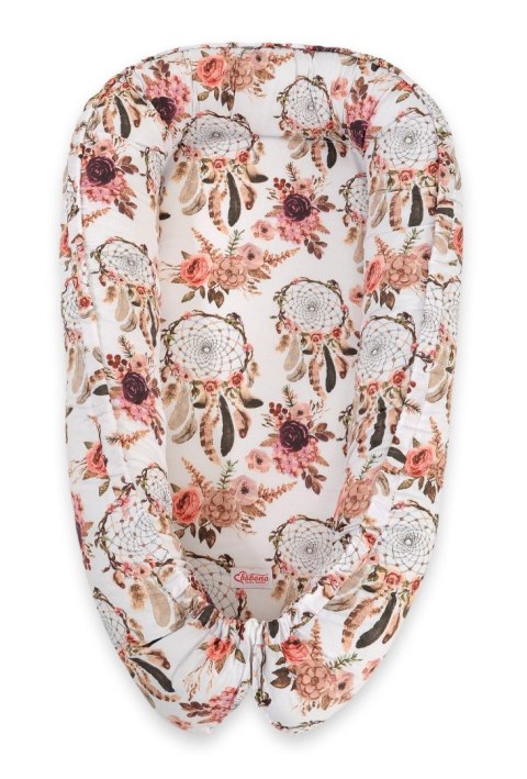 Bobono Kokon niemowlęcy dwustronny kojec otulacz Premium BOBONO- łapacze snów kwiatowe