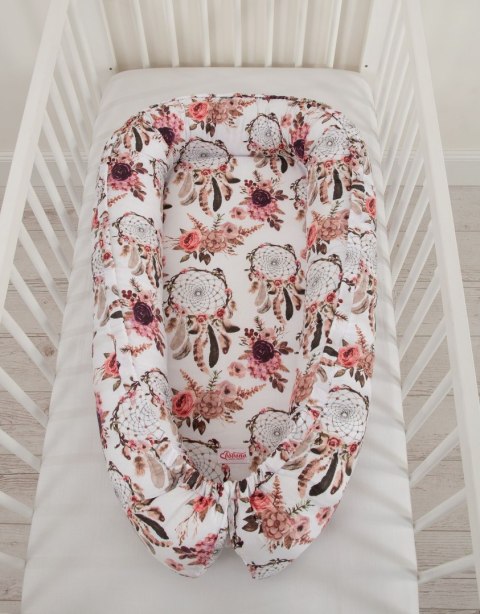Bobono Kokon niemowlęcy dwustronny kojec otulacz Premium BOBONO- łapacze snów kwiatowe
