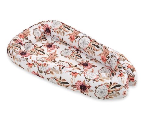 Bobono Kokon niemowlęcy dwustronny kojec otulacz Premium BOBONO- łapacze snów kwiatowe