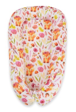 Bobono Kokon niemowlęcy dwustronny kojec otulacz Premium BOBONO- lisek w wianku