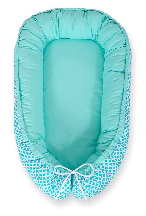 Bobono Kokon niemowlęcy dwustronny kojec otulacz Premium BOBONO- mini-rozeta miętowa