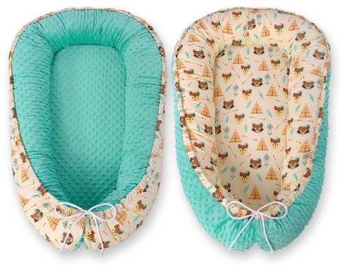 Bobono Kokon niemowlęcy dwustronny kojec otulacz Premium BOBONO minky - misie w tipi