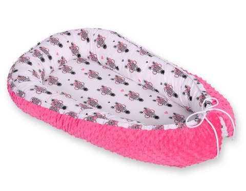 Bobono Kokon niemowlęcy dwustronny kojec otulacz Premium BOBONO minky - zebry różowe